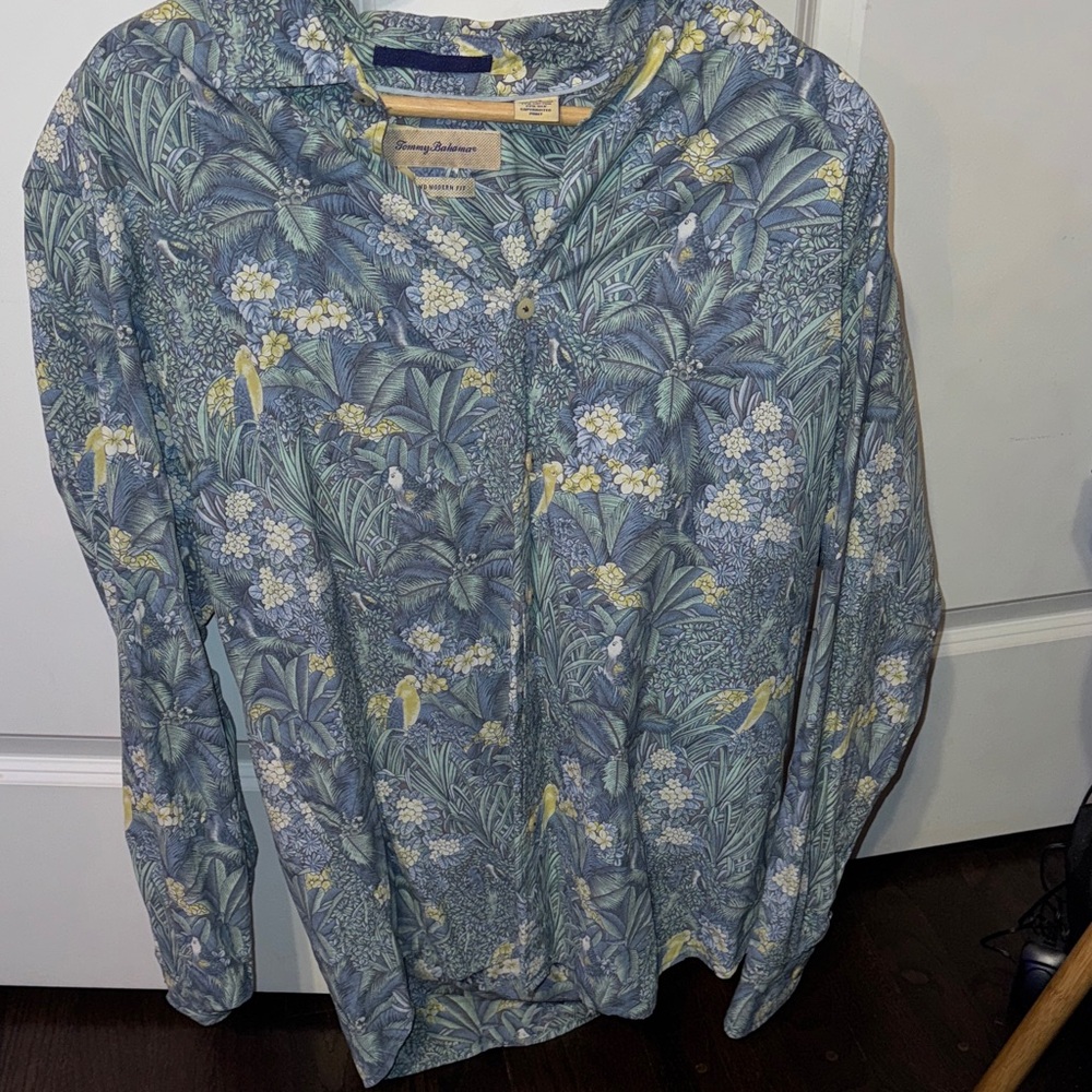 Tommy Bahama Blue and Yellow Floral Shirt